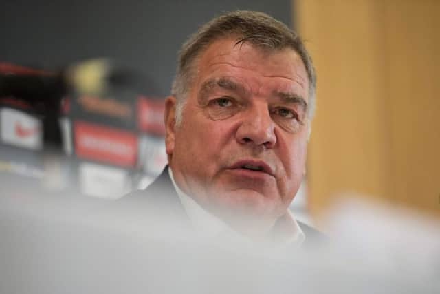 New England manager Sam Allardyce faces the press at the English FAs headquarters at St Georges Park, near Burton-on-Trent. Picture: AFP/Getty
