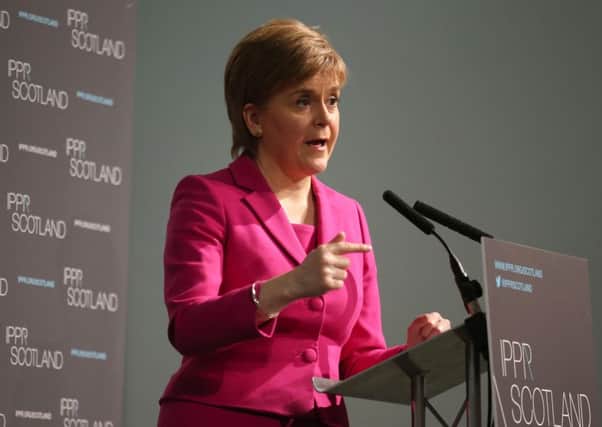 Nicola Sturgeon speaking at the conference of the Institute for Public Policy Research (IPPR) in Edinburgh. Picture: PA
