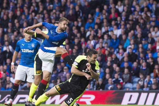 Niko Kranjcar scores Rangers' third goal against Stranraer in the Betfred Cup. Picture: Craig Foy/SNS Group