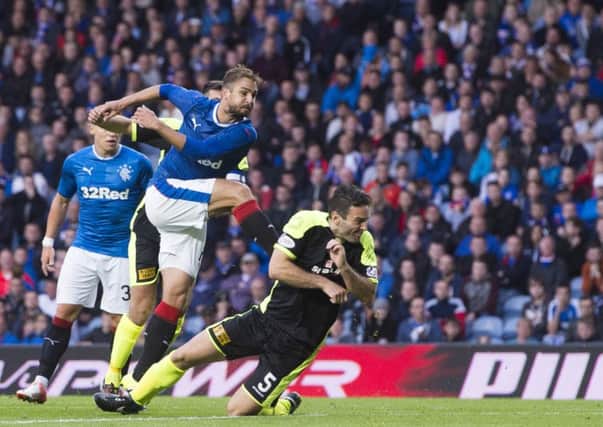 Niko Kranjcar scores Rangers' third goal against Stranraer in the Betfred Cup. Picture: Craig Foy/SNS Group