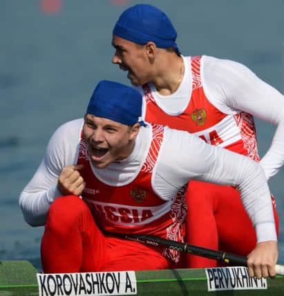 Alexey Korovashkov, left, is one of five Russian canoeists who have been banned from next month's Rio Olympics. Picture: AFP/Getty Images