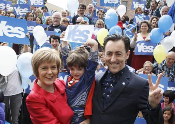 Alan Cumming and Nicola Sturgeon on the Yes campaign trail in 2014. Picture: Robert Perry