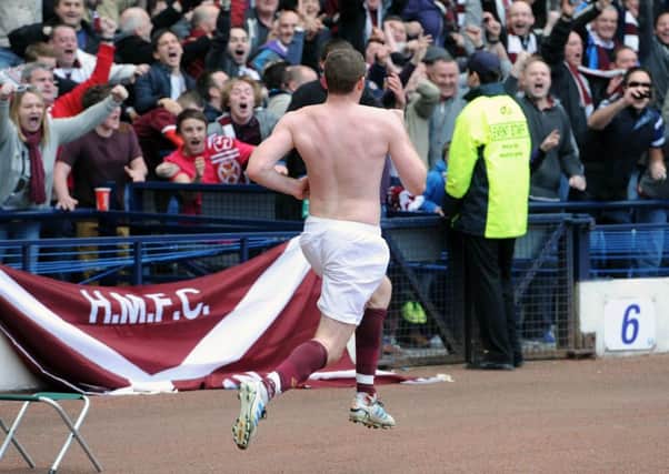 Craig Beattie during his brief spell with Hearts after scoring the winning goal against Celtic in the Scottish Cup semi-final. Picture: Ian Rutherford