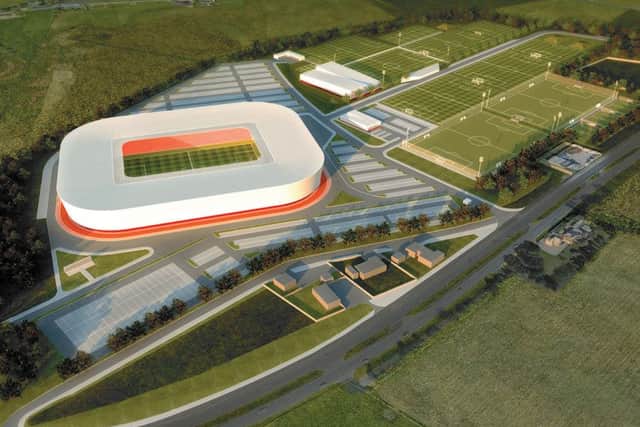 Aberdeen Football Club is to fund half the costs of new statium, shown in this artists' impression, by selling Pittodrie. Picture: Contributed