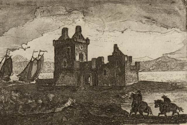 An 18th century engraving of Rosyth Castle, showing its original position in the Forth. Picture: Wikicommons