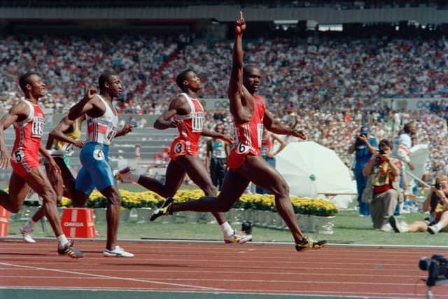 Ben Johnson wins 100m gold in Seoul in a record 9.79 seconds but was later stripped of his medal after testing positive. Picture: Romeo Gacad