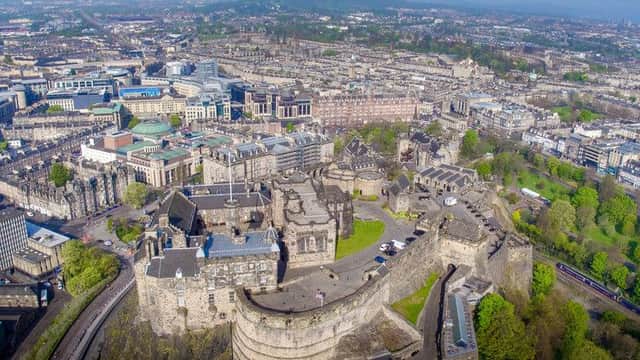 The video offers a unique view of Edinburgh Castle. Picture: Liam Anderstrem/Airborne Lens