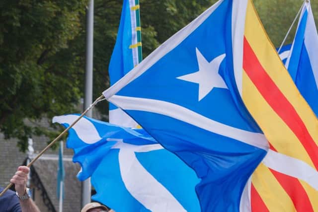 Pro-independence campaigners gathered in Glasgow this morning. Picture: Steven Scott Taylor/JP Resell