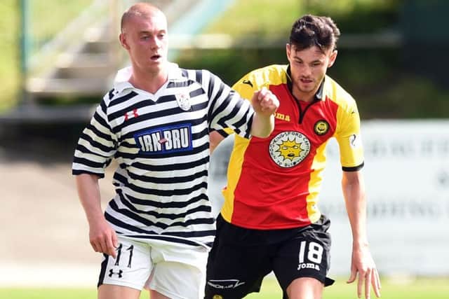 Josh Watt, left, had a shot saved, while Partick Thistles David Wilson headed inches wide as both sides created chances.  Photograph: Paul Devlin/SNS Group
