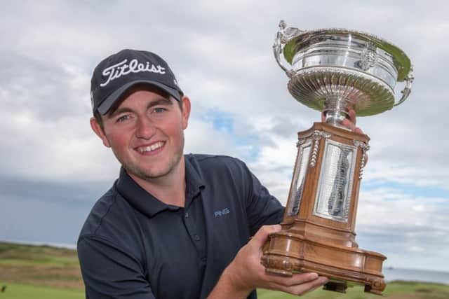 George Duncan with the Scottish Amateur Championship trophy. Picture: Kenny Smith