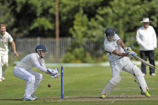 Sean Weeraratna sends another delivery racing towards the boundary during his innings of 63 not out from only 38 deliveries. Picture: Neil Hanna