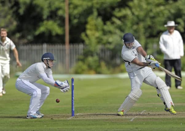 Sean Weeraratna sends another delivery racing towards the boundary during his innings of 63 not out from only 38 deliveries. Picture: Neil Hanna