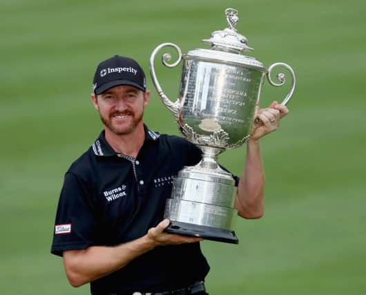 Jimmy Walker holds aloft the Wanamaker Trophy after winning the 2016 US PGA Championship at Baltusrol. Picture: Getty Images