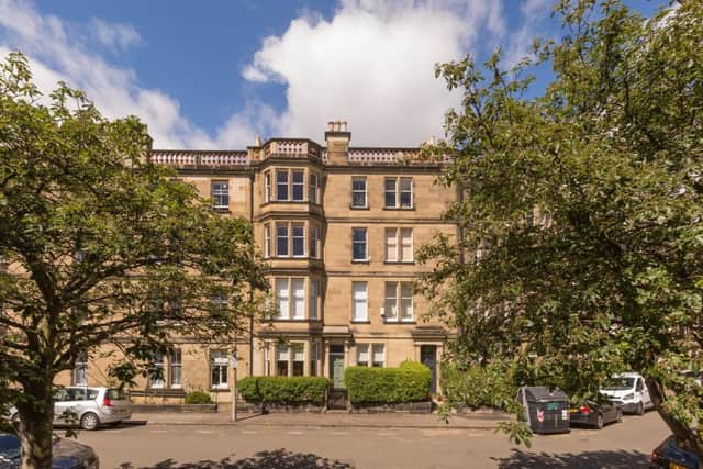 The second-floor flat is in a Victorian building in Merchiston, Edinburgh.