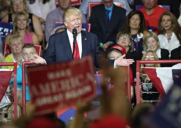 Republican Presidential nominee Donald Trump addresses supporters at a campaign rally in Pennsylvania. Picture: Getty Images