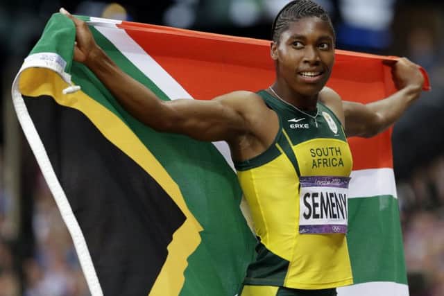 Caster Semenya celebrates after her silver medal in the 800m at the London Games. Picture: AP