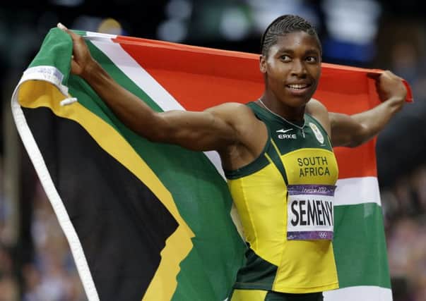Caster Semenya celebrates after her silver medal in the 800m at the London Games. Picture: AP
