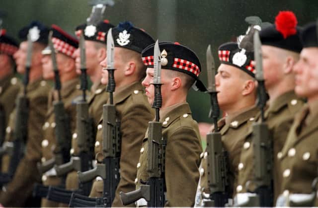 Young infantry soliders at their passing out parade at Glencorse barracks, near Penicuik. The MoD operates some 120 military sites across Scotland. Picture: Ian Rutherford/TSPL