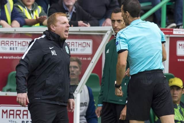 Neil Lennon was sent to the stands during his first match in charge of Hibs. Picture: SNS