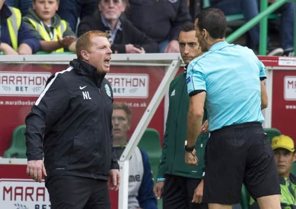 Neil Lennon was sent to the stands during his first match in charge of Hibs. Picture: SNS