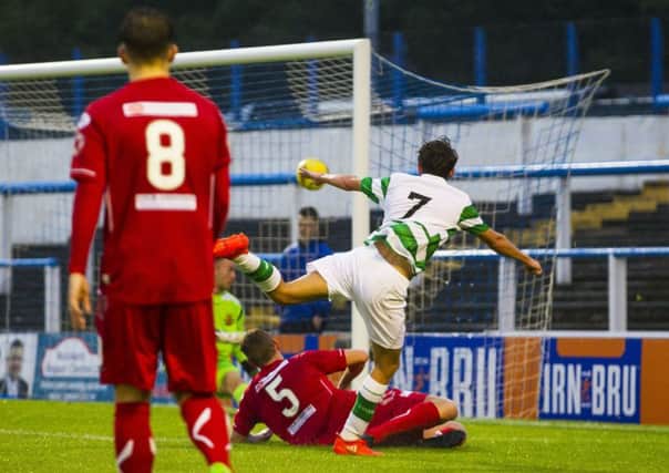 Aidan Nesbitt scores the equaliser to set up Celtic Under 20s victory over Annan Athletic. Picture: SNS