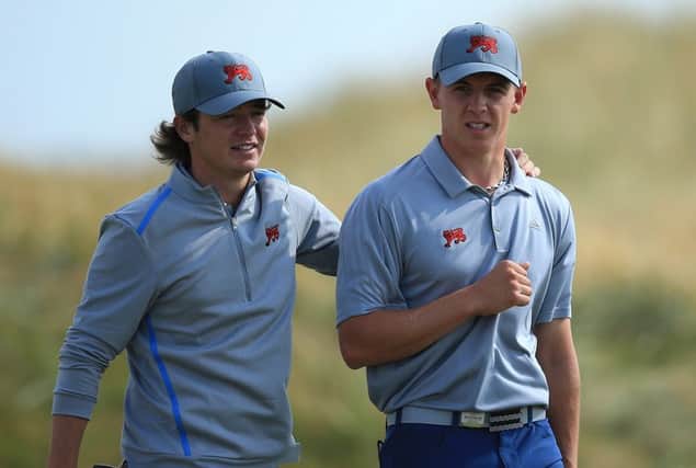 Ewen Ferguson, left, has been forced to withdraw from the European Individual Amateur Championship in Estonia, where Grant Forrest, right, will only be able to play if he can borrow clubs. Picture: Getty Images