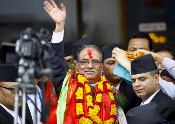 Nepal's newly-appointed prime minister Pushpa Kamal Dahal. Picture: AP