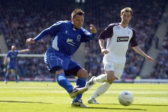 Stephen Dobbie in action against Rangers in the 2008 Scottish Cup final during his first spell at Queen of the South. Picture: Jane Barlow