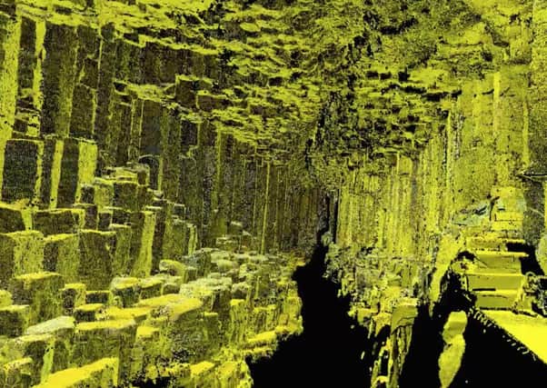 Latest technology, like this 3D point cloud visualisation of Fingals Cave, will be used to reveal Staffas secrets. Picture: Contributed
