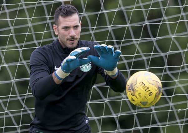 New Hibs goalkeeper Ofir Marciano in training. Picture: Alan Rennie/SNS
