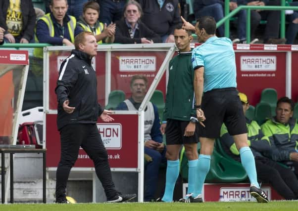 Lennon was sent to the stands against Brondby. His first match in charge. Picture: SNS