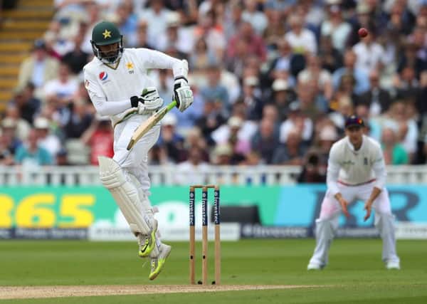 Pakistan batsman Azhar Ali turns the ball off his hip and sets off for a run to complete his hundred. Picture: Nick Potts/PA Wire