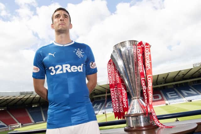 Rangers captain Lee Wallace models the Puma kit which the club is considering replacing. Picture: Craig Foy/SNS