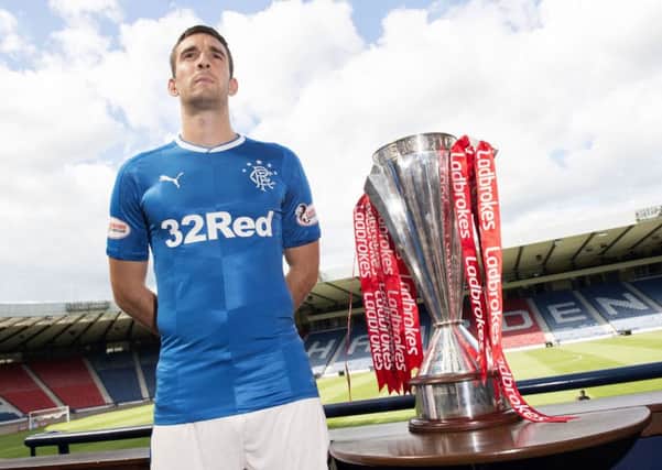 Rangers captain Lee Wallace models the Puma kit which the club is considering replacing. Picture: Craig Foy/SNS