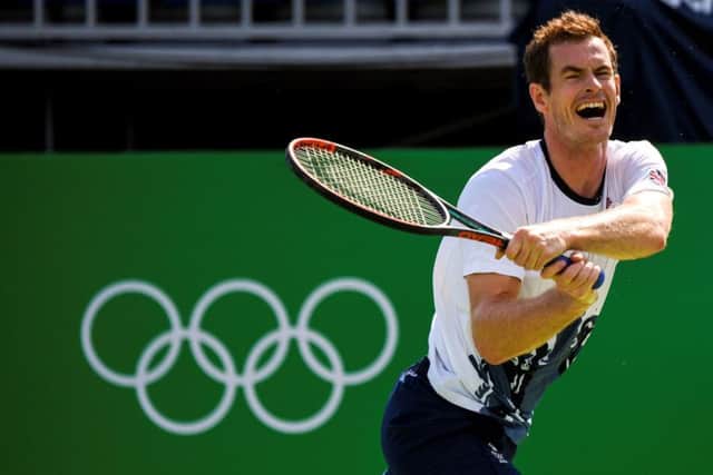 Andy Murray returns the ball during a training session at the Olympic Tennis Center in Rio de Janeiro.  Picture: Martin Bernetti/AFP/Getty Images