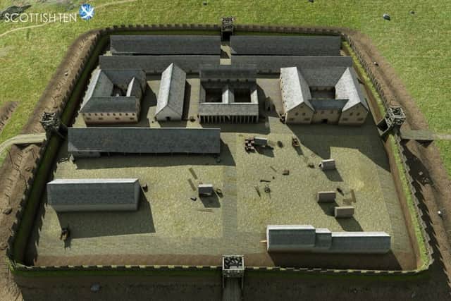 Virtual reconstructions of Barhill Roman Fort on the Antonine Wall, created from accurate terrestrial and aerial laser scan data. Picture: HES/Contributed