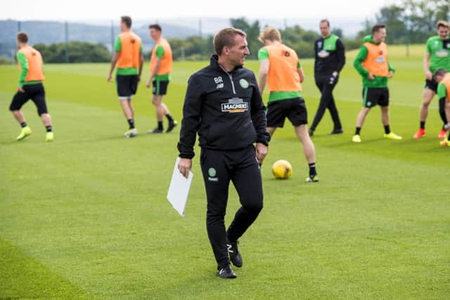 Celtic manager Brendan Rodgers oversees training. Picture: SNS