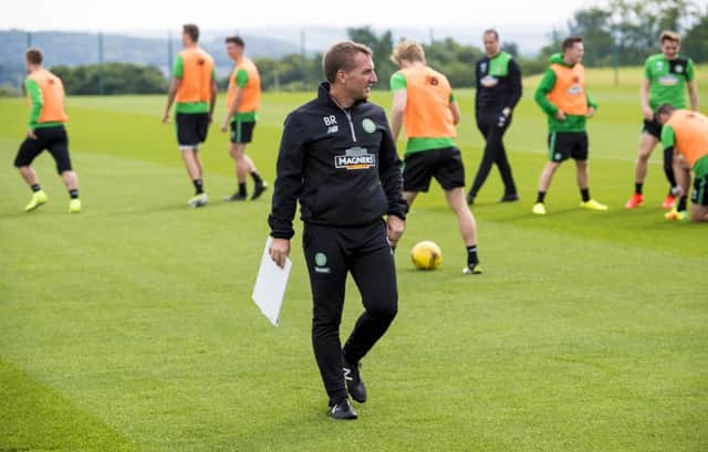 Celtic manager Brendan Rodgers oversees training. Picture: SNS