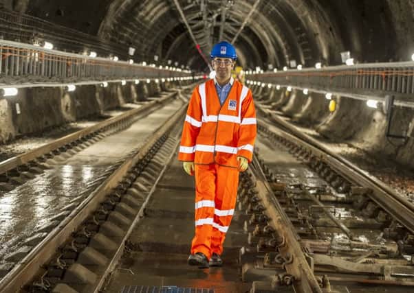 Transport Minister Humza Yousaf visits the early completion of the Â£60m project to upgrade Glasgow Queen Street tunnel. Picture: John Devlin
