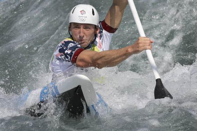 David Florence of Britain during a training session on the white water course ahead of the Canoe Slalom in Rio de Janeiro. Picture: Kirsty Wigglesworth/AP
