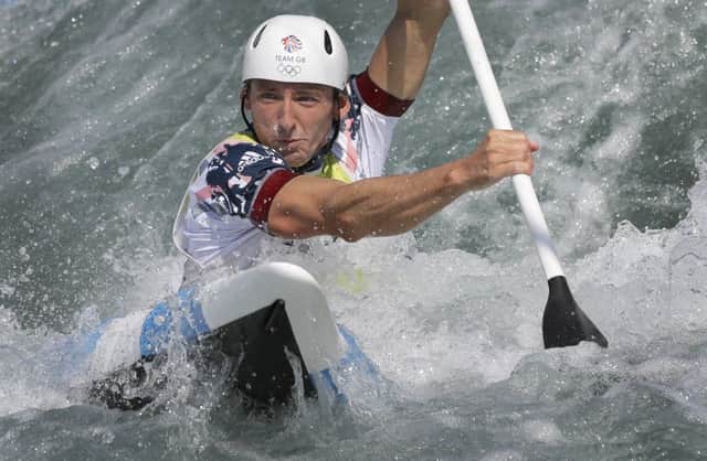 David Florence of Britain during a training session on the white water course ahead of the Canoe Slalom in Rio de Janeiro. Picture: Kirsty Wigglesworth/AP