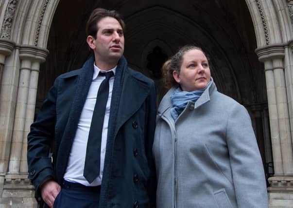 Charles Keidan and Rebecca Steinfeld outside the High Court in London. Picture: Ben Pruchnie/Getty