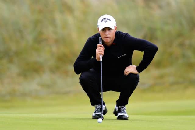 Alex Noren lines up a putt on day two of the Paul Lawrie Match Play at Archerfield Links. Picture: Tony Marshall/Getty