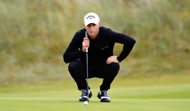 Alex Noren lines up a putt on day two of the Paul Lawrie Match Play at Archerfield Links. Picture: Tony Marshall/Getty