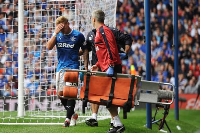 Martyn Waghorn cuts a disconsolate figure after getting injured late on in Rangers' 1-1 draw with Hamilton. Pic: SNS