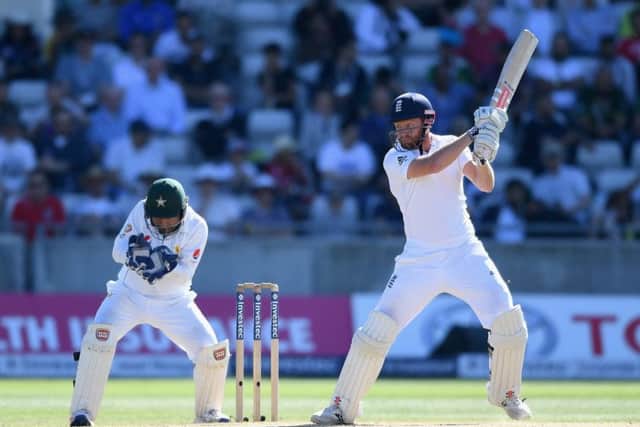 Unbeaten on 82, Jonny Bairstow steered England into pole position.  Photograph: Rui Vieira/PA