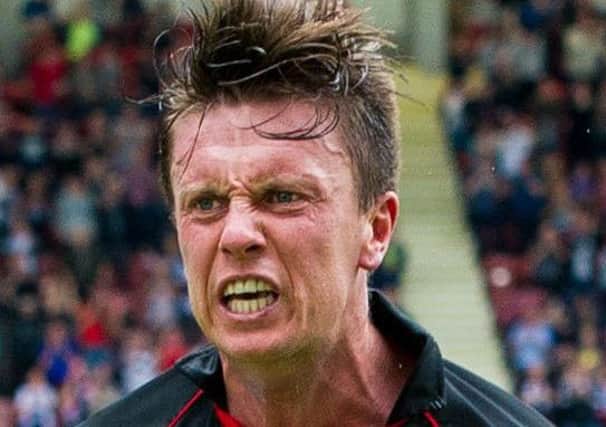 Joe Cardle celebrates after scoring a hat-trick for Dunfermline
