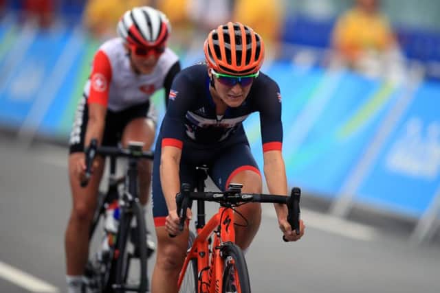 Lizzie Armitstead after crossing the finish line in Rio in yesterdays womens road race. Picture: PA