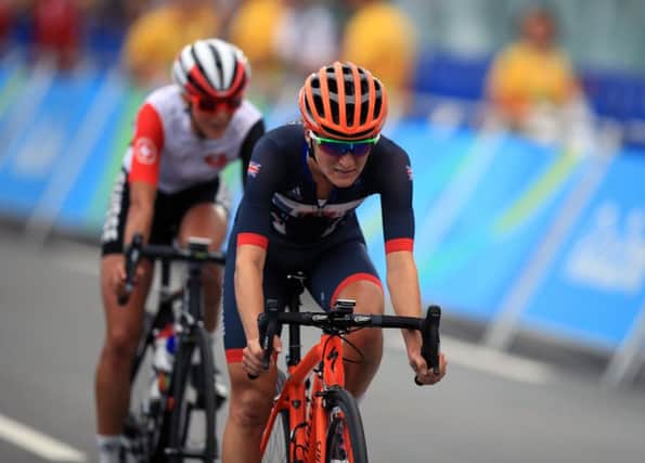 Lizzie Armitstead after crossing the finish line in Rio in yesterdays womens road race. Picture: PA