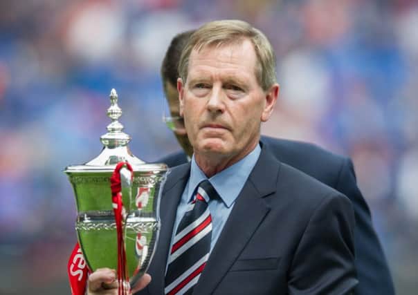 Rangers chairman Dave King with championship trophy prior to Saturday's draw with Hamilton. Picture: John Devlin